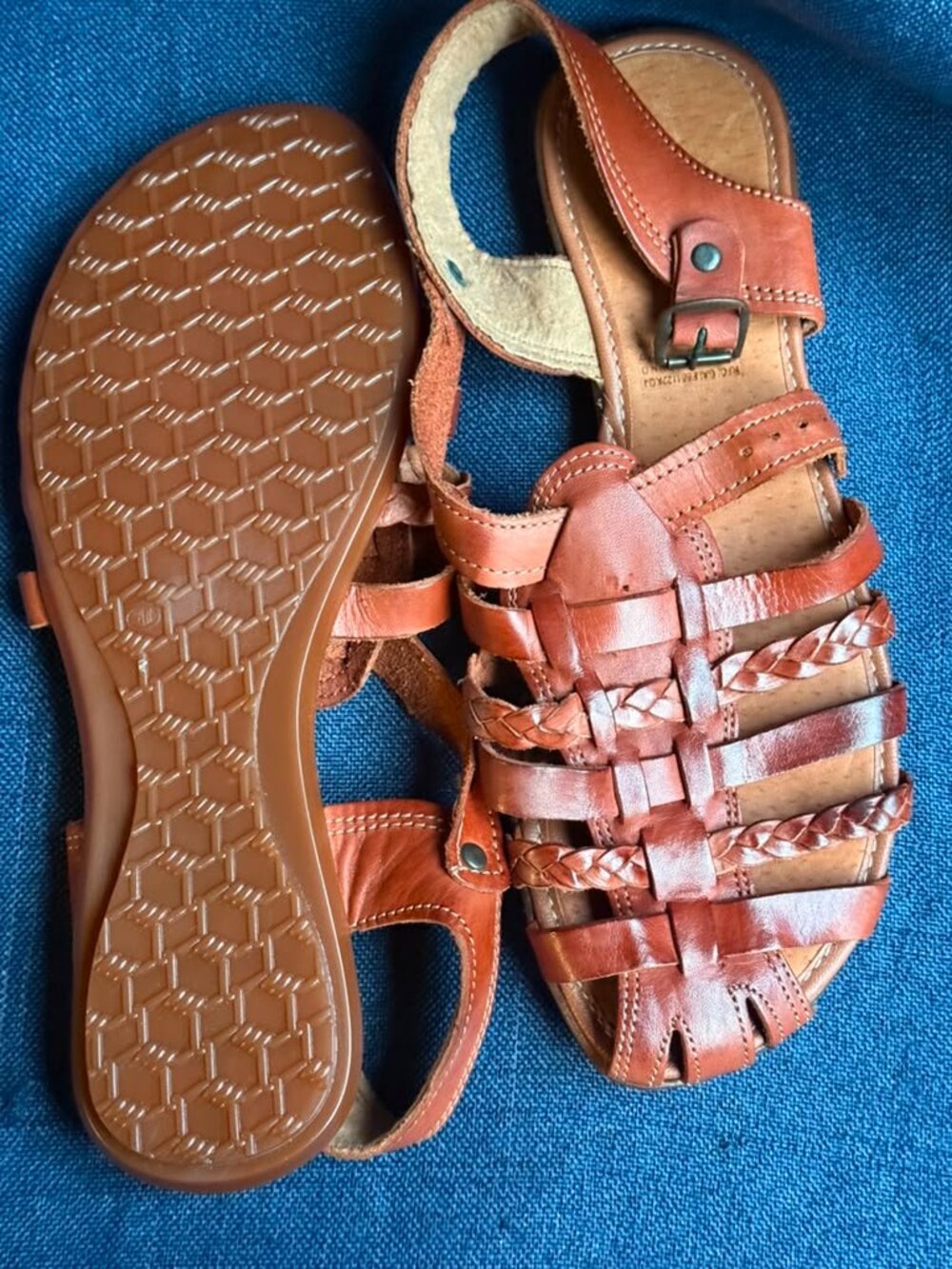 Mayan Mexican Woven Tan Leather Huarache Sandals Handmade Boho Unisex Men 8 W 10